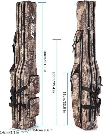 Сумка для вудилищ Achort чохол для вудилищ рибальський чохол, рибальська сумка з 2 відділеннями, рибальський ящик, вудки, аксесуари для риболовлі, стійкі до розривів, міцні, 130 см