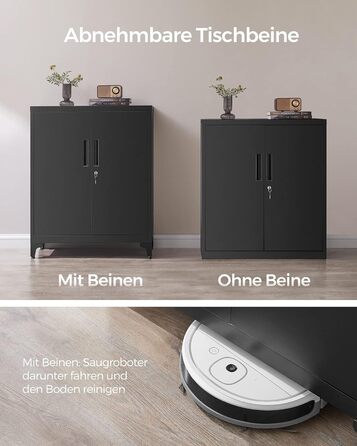 Шафа для документів, Багатоцільова шафа, Офічна шафа з 2 дверима, Шафа, що замикається, Сталева шафа для зберігання, Для кабінету, Вітальня, Матовий чорний OMC013B01 80W см Матовий чорний