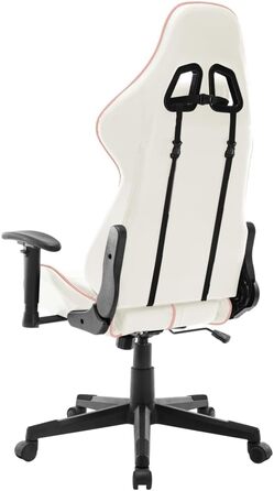 Геймерське крісло, біла та рожева штучна шкіра