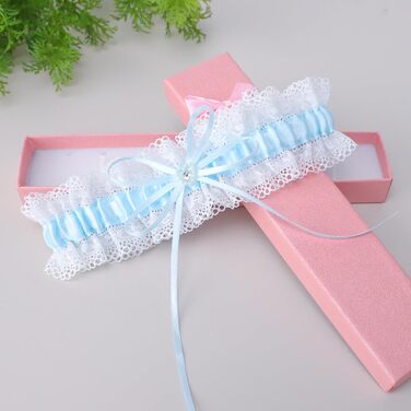 Підвязка GOZINA Blue WeddingПодарунок для нареченоїВесільні підвязки для наречених Біла мереживна підвязка Синій бант Аксесуари для нареченої для вечірки, заручин, весільного вечора (синьо-білий)
