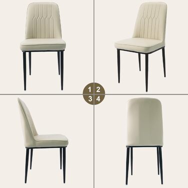 Обідні стільці, комплект з 2 шт. з оббивкою зі штучної шкіри, ергономічне крісло для їдальні, висока спинка, зручне м&39яке крісло, сучасне кухонне крісло, білий колір