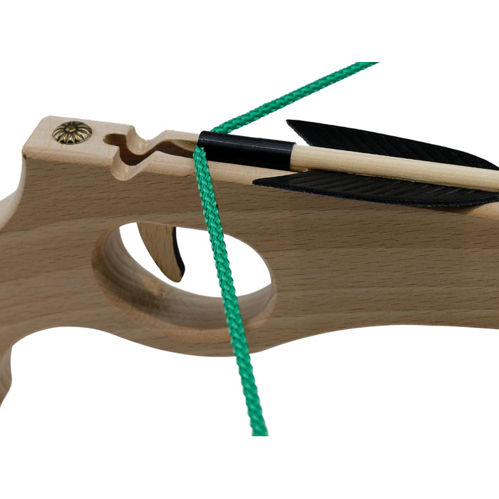 Малий дерев'яний арбалет (набір) — одноручний, з сталевим луком, 29 см, 3 болти (18 см) — 1 комплект (4 предмети)
