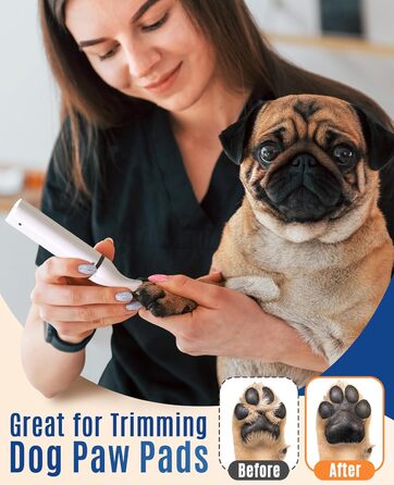 Тример для стрижки лап Oneisall Paw Trimmer для собак з подвійними лезами, 2-швидкісна машинка для стрижки собак, тиха машинка для лап, очей, вух, обличчя та тіла (білий колір)