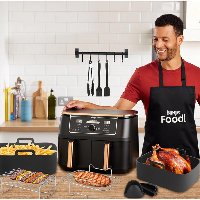 Аксесуари для фритюрниці Ninja, 10 шт. аксесуарів Ninja Af300eu Af400eu Foodi Dual Zone, 7.6L-9.5L Аксесуари для фритюрниці Ninja