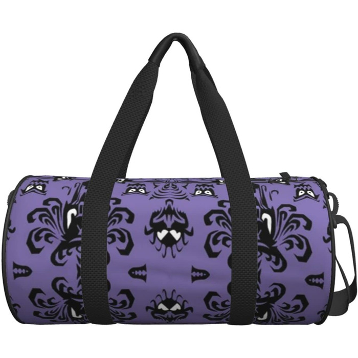 Спортивна сумка-дорожня Жахливий візерунок на фіолетовому тлі, унісекс, велика спортивна сумка, сумка для подорожей