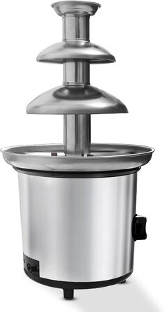 Шоколадний фонтан Jago 275W - 3 рівня, місткість 1 кг шоколад, нержавіюча сталь, можна мити в посудомийній машині, срібло - шоколадний фонтан, шоколадне фондю, шоколадне фондю, шоколадний фонтан