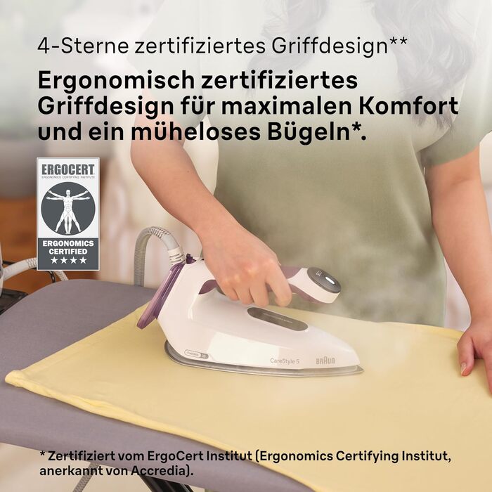 Парова прасувальна станція Braun Household CareStyle 5 IS5247 VI - Парова праска з підошвою FreeGlide 3D, режим iCare, вертикальне