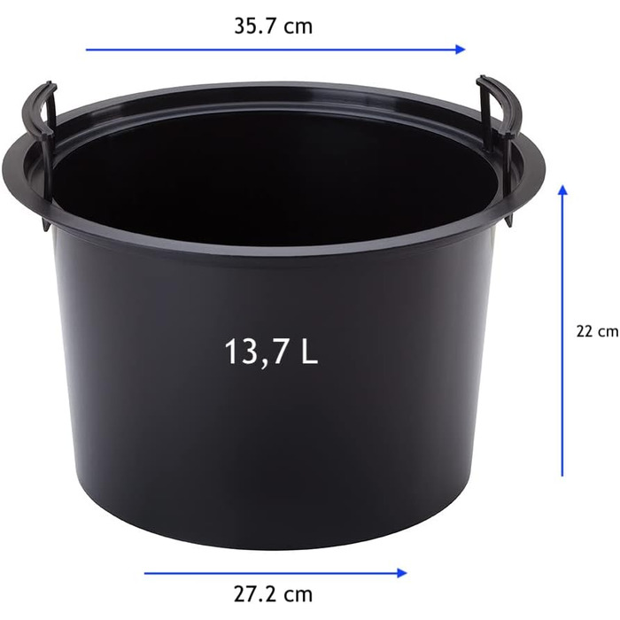 Квітковий горщик MELTOM зі знімною вставкою, круглий, горизонтальні смуги (антрацитовий, XXL-58 см) XXL-58 см антрацитовий