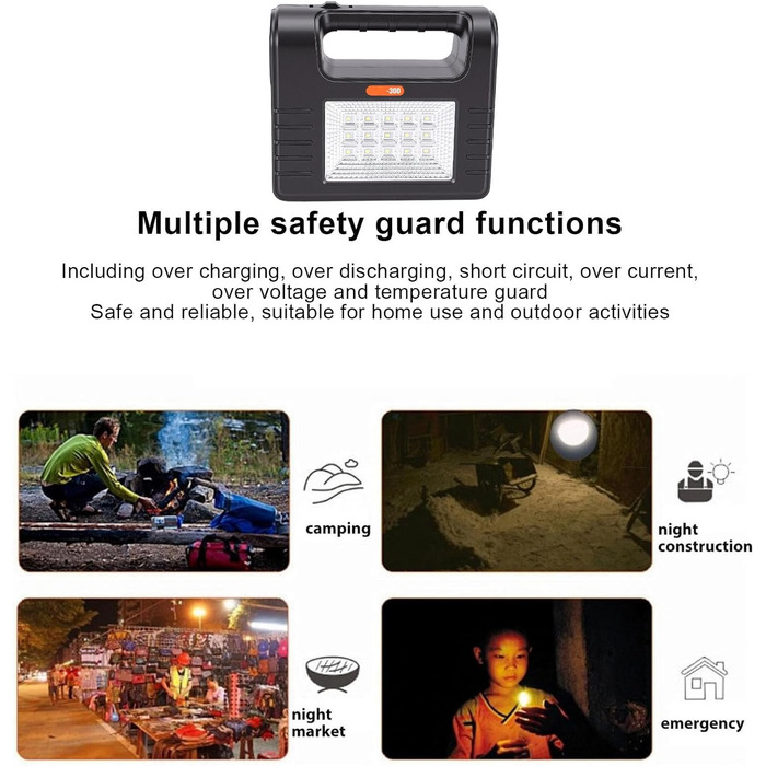 Сонячний кемпінговий ліхтар Topiky, портативний сонячний генератор зі світлом (3 лампочки), багатофункціональний аварійний ліхтар для випадків відключення електроенергії, кемпінгу на свіжому повітрі, дому, надзвичайних ситуацій