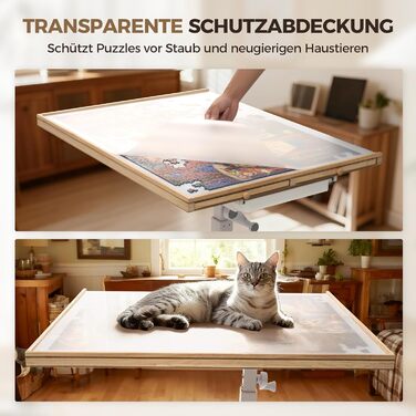 Стіл-пазл на 1500 елементів, стіл-пазл з 6 шухлядами та однією основою, дошка-пазл з регулюванням висоти та 4-рівневим регулюванням нахилу, стіл-пазл з кришкою та 4 колесами, 89 x 68 см