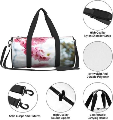 Спортивна сумка-мішок для подорожей з весняним природним принтом, чорна, універсальний розмір, дорожня сумка