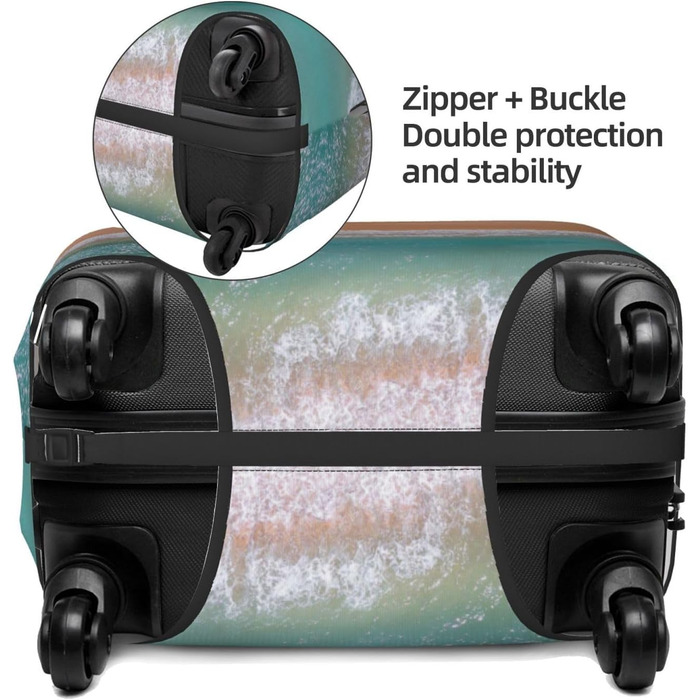 Чохол для валізи з романтичним пляжним принтом, еластичний захист від подряпин та пилу, чорний, розмір 95