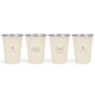 Дорожні кухлі з нержавіючої сталі (304), 350 мл, упаковка з 4 шт. , легкі кемпінгові кухлі для води, кавові кухлі для активного відпочинку, домашнє використання (бежевий)