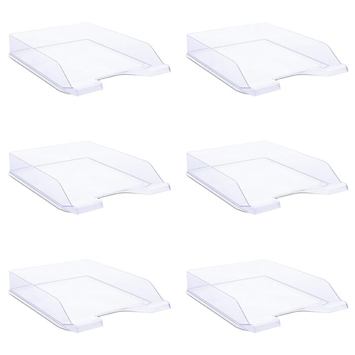 Стандартний прозорий лоток для листів DONAU, 6 предметів, кошик для листів A4, сучасний та штабелюваний, прозорий-кришталево чистий, настільний лоток, полістирол, 7470001PL-37