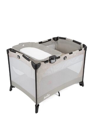 Дорожнє ліжечко Joie Commuter Change з пеленальною підставкою, компактно складається, знімний шезлонг і матрац, з сумкою для перенесення, від народження до 3 років (0-15 кг), плямисте
