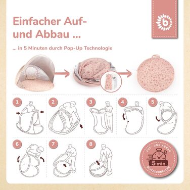 Розкладний пляжний намет Bieco Ella &quotМрійливі квіти&quot Захист від ультрафіолету 40 Розкладний пляжний намет для немовлят, пляжні аксесуари, захист від сонця, пляжний намет, дорожній захист від сонця, пляжний намет