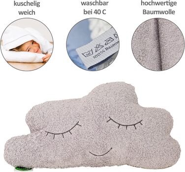 Кузня дитяча подушка хмара з милим обличчям хмаринки декоративна подушка 100 високоякісна бавовна сертифікована Oeko-Tex з наповню