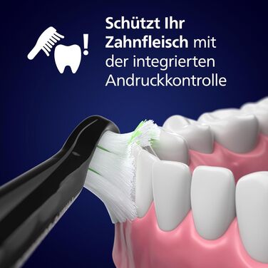 Електрична зубна щітка Philips Sonicare 5300, звукова щітка з 2 рівнями інтенсивності, контроль тиску, EasyStart, Smartimer і BrushPacer, чорна, модель HX7101/01