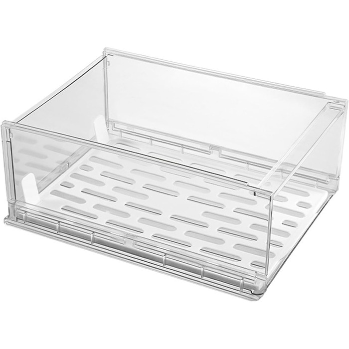 Прозора, штабелювана шафа-коробка для зберігання, полиця з ПЕТ, органайзер, шухляда, гардеробна, буфет, контейнер для спальні, кухні, 41,9 x 30,5 x 16,5 см