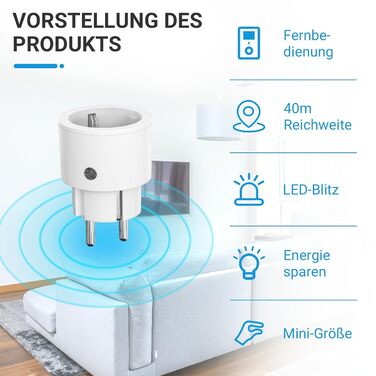 Розетки SURNICE з дистанційним керуванням, розетка перемикається 10А/2300Вт, радіус дії 40м, радіорозетки з дистанційним керуванням програмовані (1T3R)