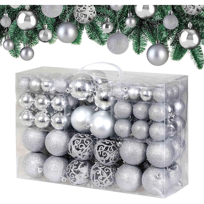 Різдвяні кульки 100 шт срібні Deuba