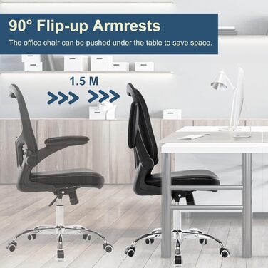 Ергономічне офісне крісло з поперековою опорою, регульоване комп&39ютерне крісло зі штучної шкіри, крісло керівника зі складними підлокітниками, дихаюча сітчаста спинка, обертове крісло для домашнього офісу