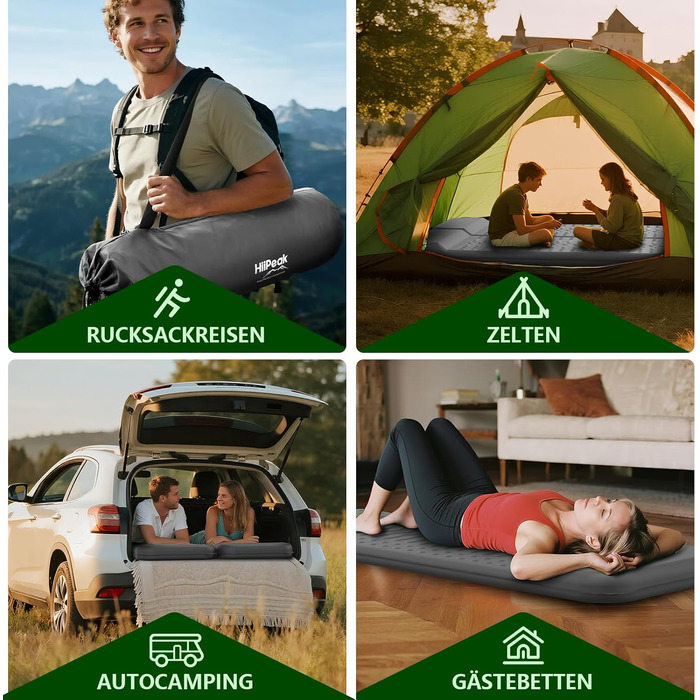 Килимок для сну HiiPeak R-value 9.5 надзвичайно теплий кемпінговий матрац з подушкою, ізольований пінопластовий надувний матрац для зими та літа, зручний килимок для сну для кемпінгу, активного відпочинку на свіжому повітрі, походів та наметів, сірий