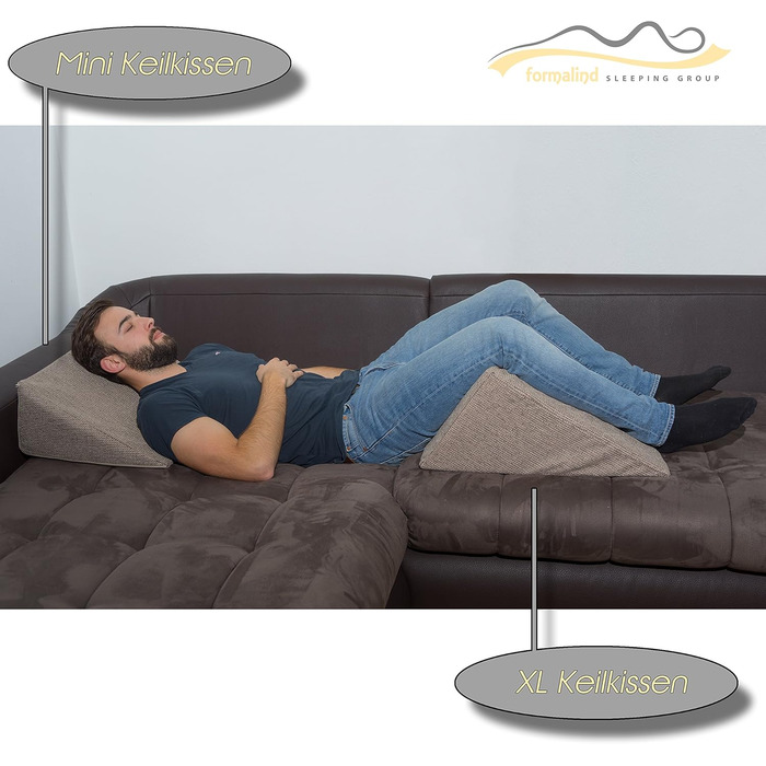 Фантастична клиноподібна подушка XL 60x50x30 см - стабільна форма подушки для читання XL для ліжка та дивана. Подушка для читання зі знімним чохлом, який можна прати. Універсальна подушка для рефлюксу. Коричневий/Світло-коричневий