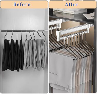 Висувна штанга для одягу для висування вішалок для одягу. Регульована телескопічна штанга для гардеробу, 347 мм, біла.