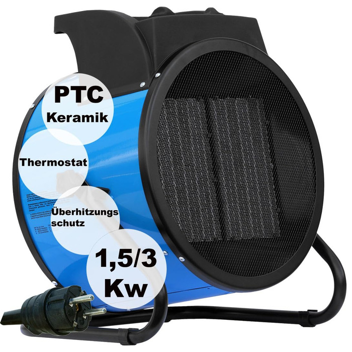 Тепловентилятор ALLEGRA PTC 3000 Вт Електричний вентилятор 230 В для дому та офісу Безпечний керамічний PTC обігрівач з термостатом та захистом від перегріву Портативний додатковий обігрівач