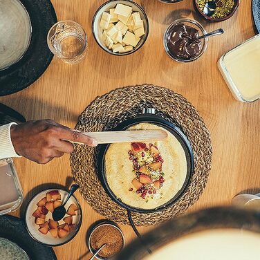 Млинниця для солодких млинців і солоних галет, Млинниця зі знімною пластиною для гриля XXL (38 см), приблизно 1 500 Вт, нержавіюча сталь матова/чорна, CM 2199 1,500 Вт