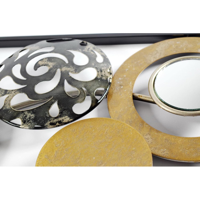 Металевий фотошпалери Kobolo настінне оздоблення металевий малюнок - з кільцями, колами та дзеркалами - 90x31 см