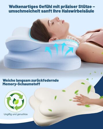 Подушка для шиї IDEA, ортопедична подушка з піни з ефектом пам&39яті, ергономічна подушка для полегшення болю в шиї, подушка для шиї проти хропіння, подушка для сну на боці, спині та животі ()