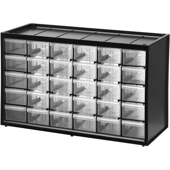 Ящик для зберігання дрібних деталей STANLEY (36,5x15,5x22,5 см, з 30 шухлядами, небиткий пластиковий каркас, прозорі шухляди, підх