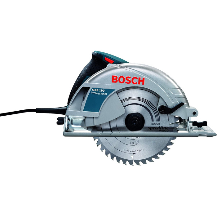 Професійна циркулярна пила Bosch GKS 190 (потужність 1400 Вт, диск 190 мм, глибина різання 70 мм, вкл. твердосплавний диск, всмокт
