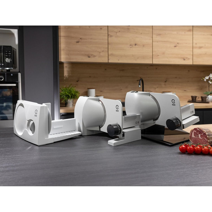 Харчовий слайсер ЧОРНИЙ Зроблено в EU I Компактний електричний слайсер, Хліборізка Ø 170 мм лезо з нержавіючої сталі 2в1 Регульований 0-17 мм, без бісфенолу А 100 Вт (142420002) Чорний RS42, 42