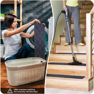 Нековзні сходинки для дерев&39яних сходинок, 20 x 76 см, нековзні сходинки для використання всередині приміщень, килимові сходинки із самоклеючою основою, знімні та придатні для прання в пральній машині, світло-сірий візерунок 7