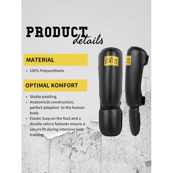 Щитки для гомілок BENLEE зі штучної шкіри Guardian чорного кольору, розмір L-XL, одинарні