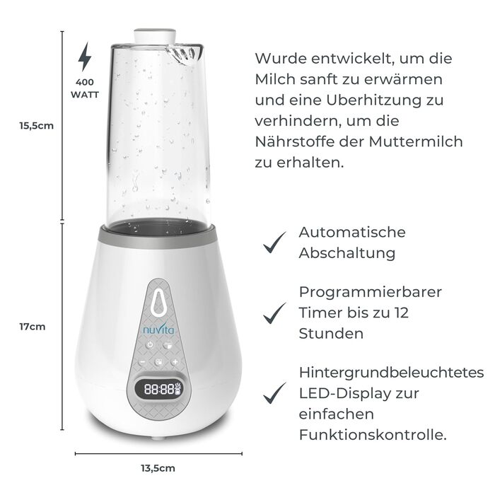 Портативний підігрівач дитячих пляшечок і стерилізатор Nuvita 1170 для дитячих пляшечок, дитячого харчування та грудного молока -