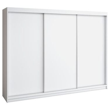 Шафа-купе з розсувними дверима 200 см, 3-дверна шафа з 4 шухлядами (біла)