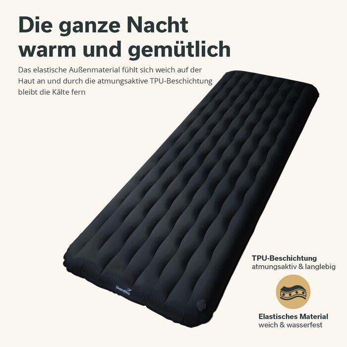 Килимок Skandika Elite/Exclusive Air для сну на одинарний/двоспальний ліжку Надувний матрац, невеликий розмір у пачці, високопродуктивний клапан, килимок для сну на вулиці, надлегкий, надзвичайно товстий, сумка для перенесення для кемпінгу та походів, ант