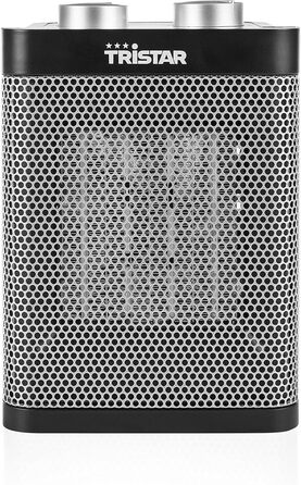 Електричний керамічний вентилятор-обігрівач Tristar - 3 регульовані рівні потужності/регульований термостат/функція вентилятора, KA-5064, чорний, сріблястий вентилятор-обігрівач (настільний)