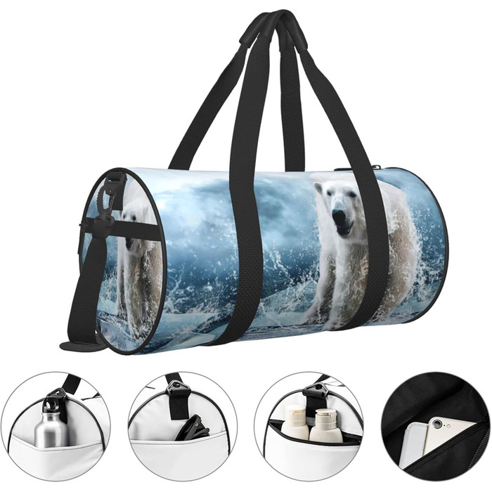 Біла спортивна сумка-мішок з кумедним малюнком білого ведмедя, дорожня сумка для чоловіків та жінок, сумка для подорожей та спорту