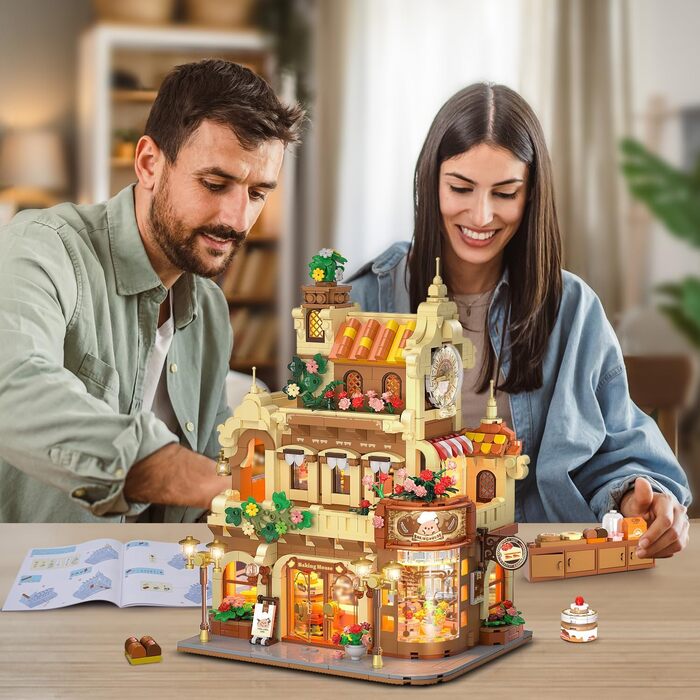 1289 Pieces Bakery Building Construction Toy with Cake Bread Bakery, interlocking Building Blocks Model for Adults Tinegers Children Boys Girls 8-12, 1289 Pieces Bakery Building Construction Toy with Cake Bread Bakery, interlocking Building Blocks Model f