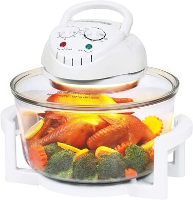 Тринтіонна галогенова піч Конвекційна піч маленька 17 літрів Галогенова конвекційна піч з конвекційним грилем з подовжувальним кільцем Галогенова піч 1400 Вт для овочів, м'яса