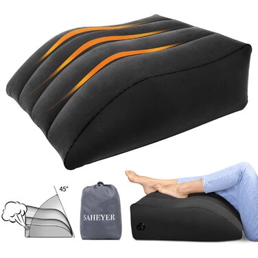 Подушка для підняття ніг SAHEYER, надувна подушка для підняття ніг, подушка для підняття ніг, комфорт для ніг, покращений кровообіг та зменшення набряків, чорна