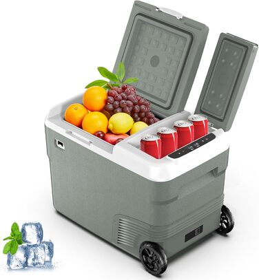 Портативний електричний холодильник, 38 л, подвійна зона охолодження, портативний, для автомобіля, 12 В / 24 В постійного струму 1