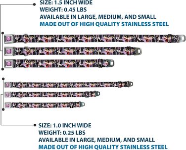 Нашийник для собак Buckle-Down, застібка-пряжка для безпеки, 5 лиходіїв Disney, шаруватий дизайн, 40.6 - 58.9 см, ширина 3.8 см. Підходить для обхвату шиї 40.6 - 58.9 см (середній розмір).