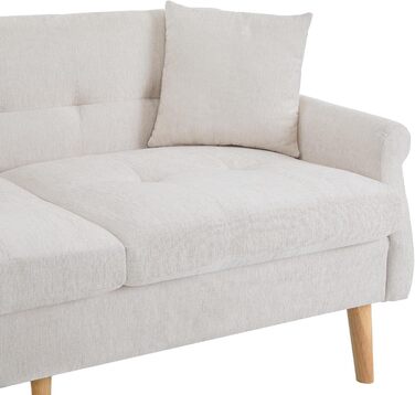 Місний диван Merax, невелика кушетка, 162 см м&39який диван з шенілової тканини, сучасний міні-диван з товстими подушками, ніжки з масиву дерева, двоспальний диван для вітальні/спальні/квартири, бежевий A-бежевий, 2-