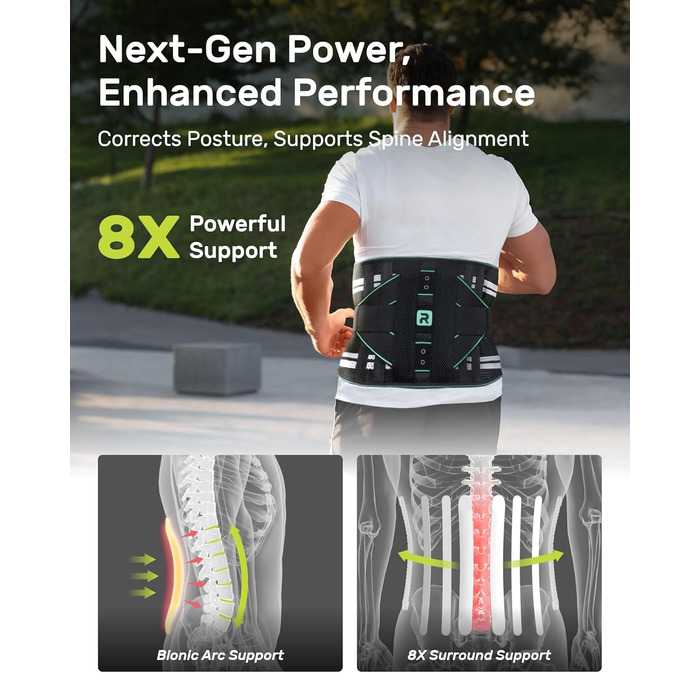 Пояс для підтримки спини для чоловіків та жінок, 8-кратна поперекова підтримка з 3D-накладкою, дихаюча спинна фіксація для полегшення болю в спині (S) Синій S